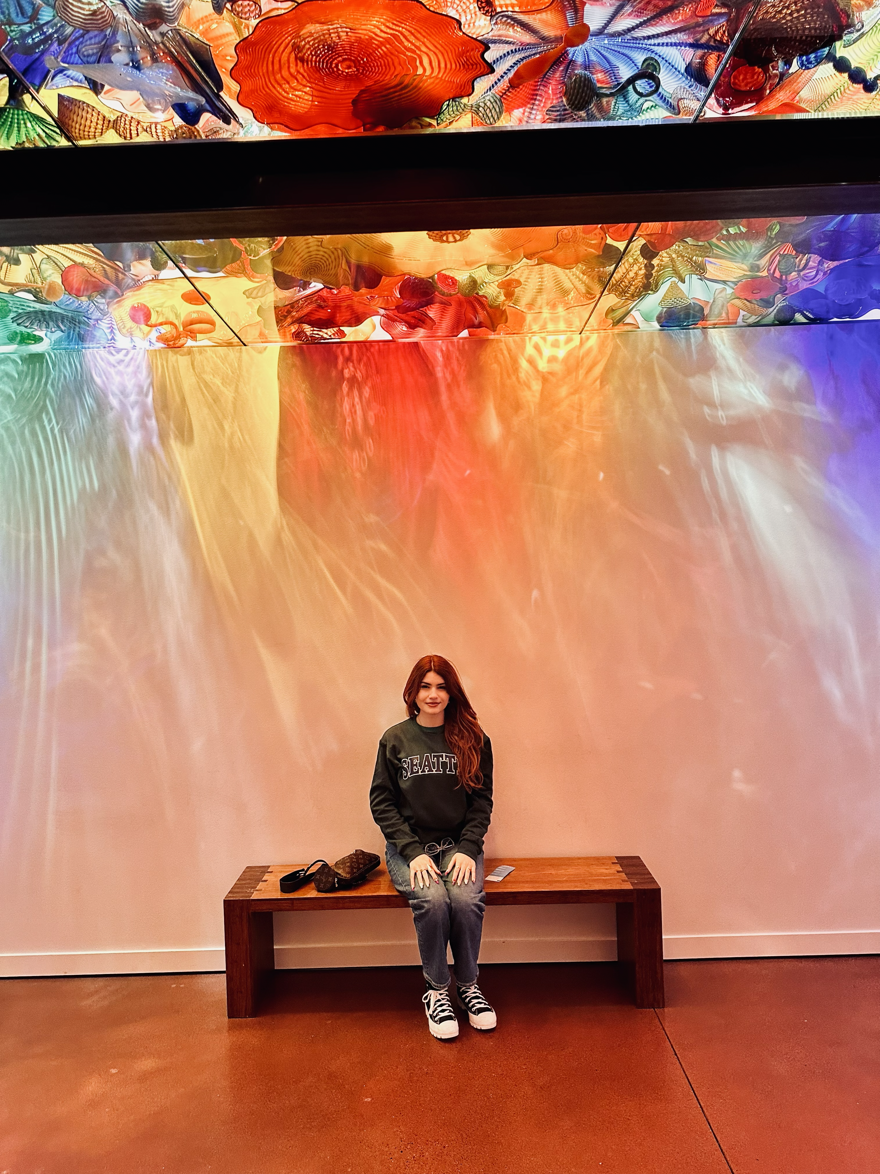 Portrait under Chihuly glass ceiling